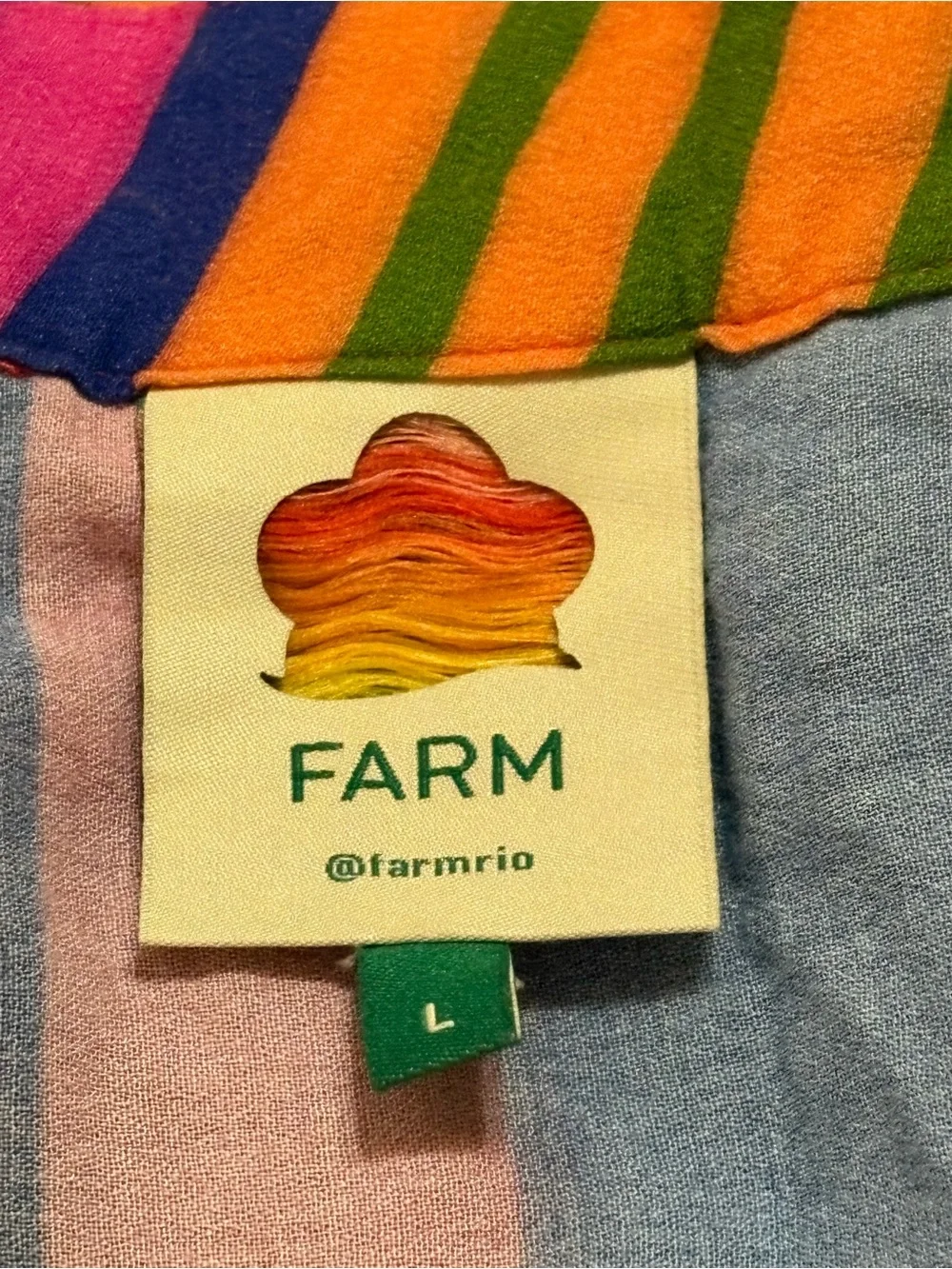 FARM Rio Sunset Stripes Tiered Layer Midi Skirt Size Large - Picture 5 of 7